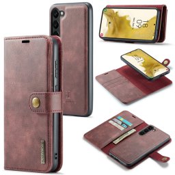 DG.MING Wallet tok 2 az 1-ben Samsung Galaxy S23 5G piros telefonhoz