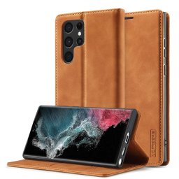 IMEEKE Wallet tok Samsung Galaxy S22 Ultra 5G barna