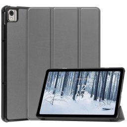 LEATHER Flip tok Nokia T21-hez szürke