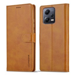IMEEKE Wallet tok Xiaomi Redmi Note 12 5G / Poco X5 5G világosbarna