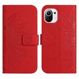 ART SUN FLOWER pénztárca tok pánttal Xiaomi Mi 11 Lite / Mi 11 Lite 5G piros