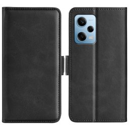 Fekete oldalsó pénztárca tok Xiaomi Redmi Note 12 Pro 5G telefonhoz