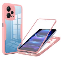 DUAL Kétoldalas burkolat fóliával Xiaomi Redmi Note 12 Pro 5G / Poco X5 Pro 5G rózsaszín
