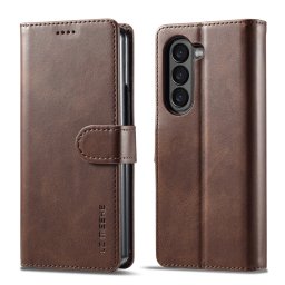 IMEEKE Wallet tok Samsung Galaxy Z Fold 5 5G sötétbarna