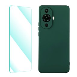 ENKAY SET Szilikon borítás és 2D üveg Huawei nova 11 sötétzöld