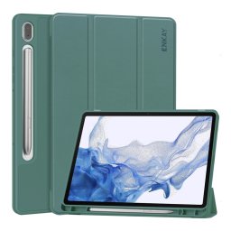 ENKAY LEATHER Flip borító Samsung Galaxy Tab S9 készülékhez sötétzöld