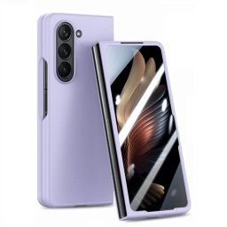 EXTRA PC Üveggel ellátott műanyag borítás a Samsung Galaxy Z Fold 5 5G lila külső kijelzőjéhez
