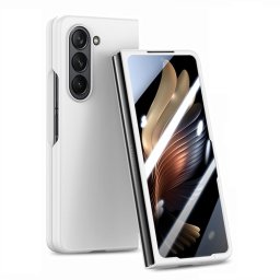EXTRA PC Üveggel ellátott műanyag borítás a Samsung Galaxy Z Fold 5 5G fehér külső kijelzőjéhez