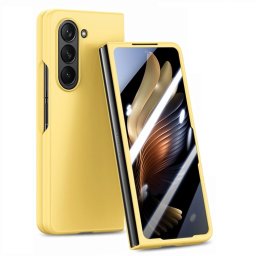 EXTRA PC Üveggel ellátott műanyag borítás Samsung Galaxy Z Fold 5 5G sárga külső kijelzőjéhez