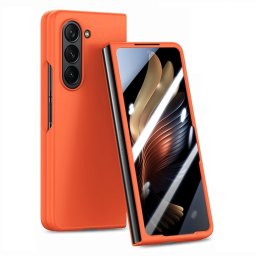 EXTRA PC Műanyag burkolat üveggel Samsung Galaxy Z Fold 5 5G narancs külső kijelzőjéhez