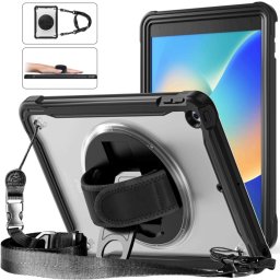 SOLID Tartós burkolat Apple iPad 10.2 2021 / 2020 / 2019 fekete-átlátszó
