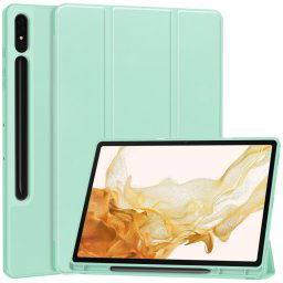 LEATHER Flip tok Samsung Galaxy Tab S9+ / S10+ telefonhoz világoszöld