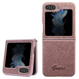 GUESS GLITTER FLAKES Huzat Samsung Galaxy Z Flip 5 5G rózsaszín