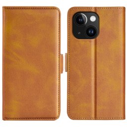 SIDE Wallet tok Apple iPhone 15 Plus telefonhoz világosbarna