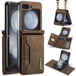 DG.MING 2in1 Wallet tok Samsung Galaxy Z Flip 5 5G sötétbarna színben