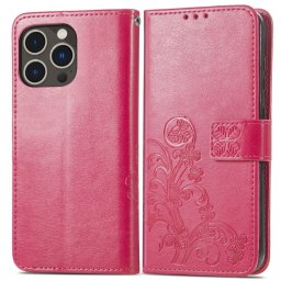 ART FLOWER S Pénztárcahuzat Apple iPhone 15 Pro Max sötét rózsaszín