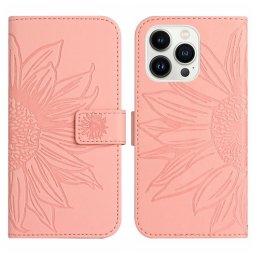 ART SUN FLOWER Pénztárca tok pánttal Apple iPhone 15 Pro Max rózsaszín