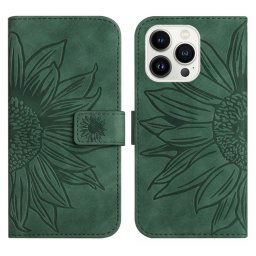 ART SUN FLOWER Pénztárca tok szíjjal Apple iPhone 15 Pro zöld