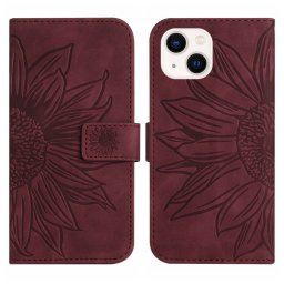 ART SUN FLOWER Pénztárca tok pánttal Apple iPhone 15 bordó