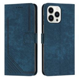 STRIPE Pénztárca tok szíjjal Apple iPhone 15 Pro kék