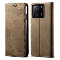 DENIM pénztárcahuzat Xiaomi 13T / 13T Pro készülékhez szürke-barna
