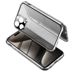 Mágneses borító 360 Apple iPhone 15 Pro ezüst