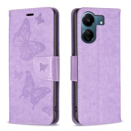 ART BUTTERFLY pénztárcahuzat Xiaomi Redmi 13C / Poco C65 lila telefonhoz