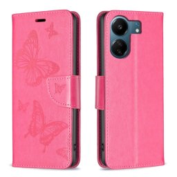 ART BUTTERFLY pénztárcahuzat Xiaomi Redmi 13C / Poco C65 sötétrózsaszínhez