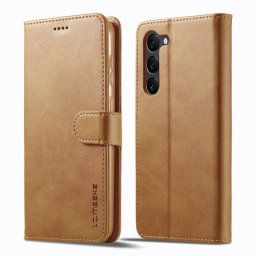 IMEEKE Wallet tok Samsung Galaxy S24 Plus 5G telefonhoz világosbarna