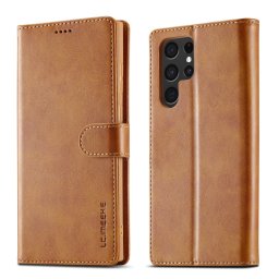 IMEEKE Wallet tok Samsung Galaxy S24 Ultra 5G telefonhoz világosbarna