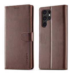 IMEEKE Wallet tok Samsung Galaxy S24 Ultra 5G készülékhez sötétbarna