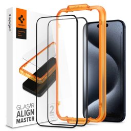 SPIGEN ALM GLASS FC 2x 3D védőüveg Apple iPhone 15 Pro Max készülékhez BLACK