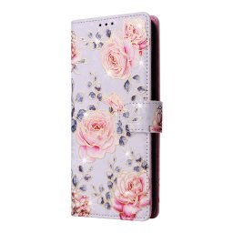 FLOWER Y pénztárca tok Samsung Galaxy A15 / A15 5G PURPLE ROSE telefonhoz