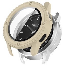 PC TELJES BORÍTÁS Üveggel ellátott műanyag borítás Xiaomi Watch S3 bézs színűre