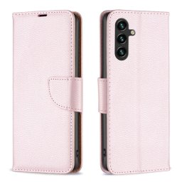 LITCHI Wallet tok Samsung Galaxy A55 5G rózsaszín arany színű