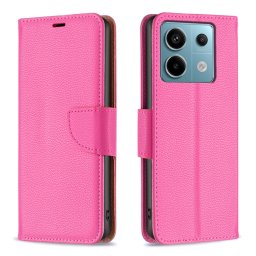 LITCHI Wallet tok Xiaomi Redmi Note 13 Pro készülékhez sötét rózsaszín