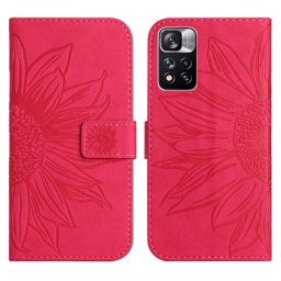 ART SUN FLOWER pénztárca tok Xiaomi Poco M4 Pro 5G / Redmi Note 11S 5G sötét rózsaszínhez