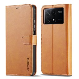 IMEEKE Wallet tok Xiaomi Poco X6 Pro 5G készülékhez világosbarna