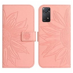 ART SUNFLOWER pénztárca tok zsinórral Xiaomi Redmi-hez Note 11 / Note 11S világos rózsaszín