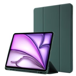 LEATHER Csuklós burkolat Apple iPad Air 13 2025 / Air 13 2024 sötétzöldhez