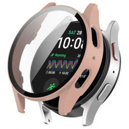 PC FULL COVER Műanyag borítás üveggel Samsung Galaxyhoz Watch 7 40mm rózsaszín