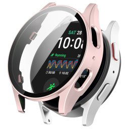 PC FULL COVER Műanyag borítás üveggel a Samsung Galaxyhoz Watch 7 40mm-es rózsaszín arany