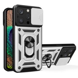 RING KAMERA Borító tartóval Apple iPhone 16 Pro ezüst
