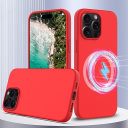RUBBER MAGSAFE Szilikon borítás Apple iPhone 16 Pro piroshoz