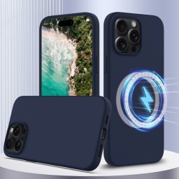 RUBBER MAGSAFE Szilikon huzat Apple iPhone 16 Pro-hoz sötétkék