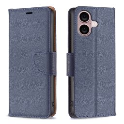 LITCHI Pénztárca tok Apple számára iPhone 16 Plus sötétkék
