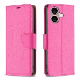 LITCHI Pénztárca tok Apple számára iPhone 16 Plus rózsaszín
