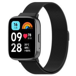 MILANESE Fém szíj a Xiaomi Redmi-hez Watch 3 Aktív fekete