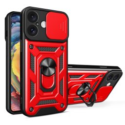 RING KAMERA Borító tartóval Apple iPhone 16 Plus piros