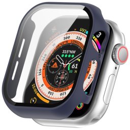 PC FULL COVER Műanyag borítás üveggel Apple Watch 10-hez 42mm sötétkék